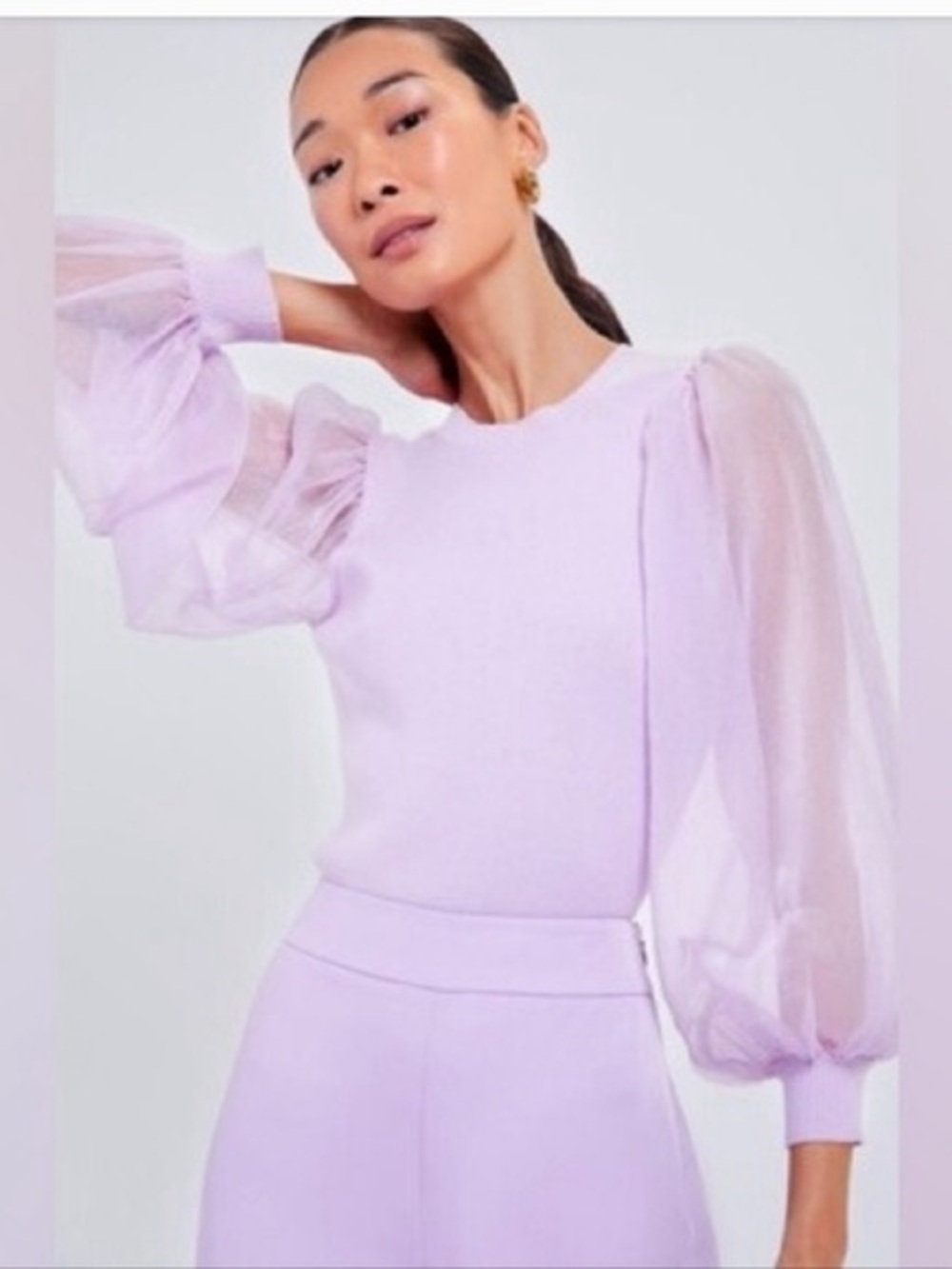 Tuckernuck Betsy Knit Blouse in Lilac, Size M